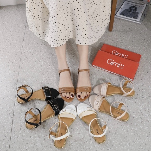 4/$25 Gimi Women Korean Black Flat Sandals Casual Summer Fashion Lightweight sz6 - Picture 11 of 11